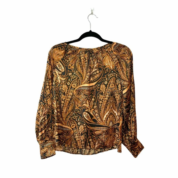 H&M X Richard Allen Orange & Black Paisley Print Blouse 2 Women’s - Picture 12 of 12